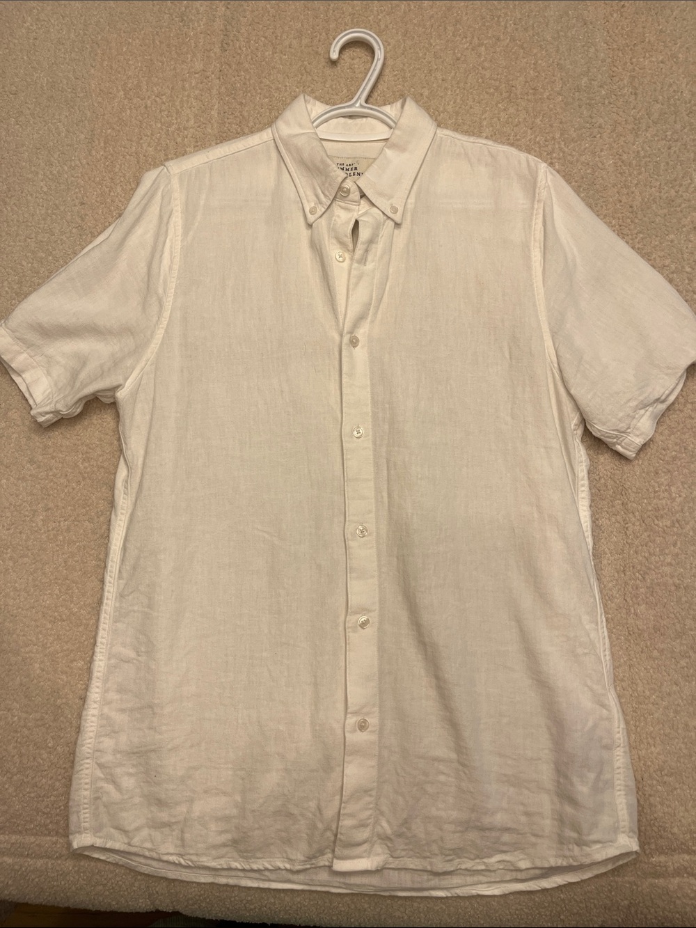 Abercrombie & Fitch White Linen Short-Sleeve Button-Down {TALL FIT}